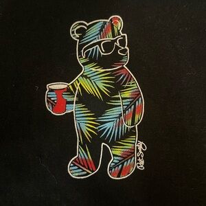 Riot Society Black T-Shirt with Party Bear